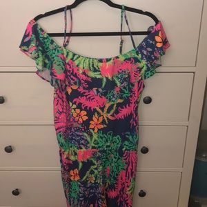 Lilly Pulitzer Cold Shoulder Coral/Floral Romper